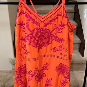 Karen Millen Orange and Pink Maxi Dress sz 12